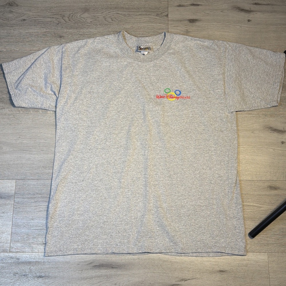 Vintage Walt Disney World‎ Logo T-Shirt Large Boxy Fit Gray Mickey Tag